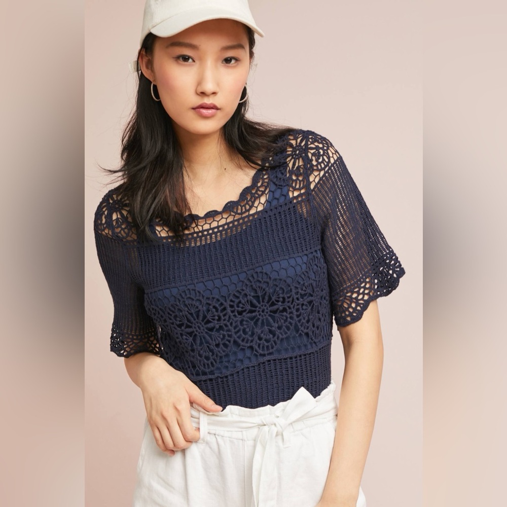 Anthropologie Janice Crocheted Top BNWT size S